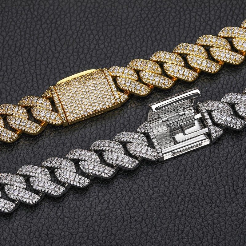 15mm Iced Out Cuban Link Chain Bracelet or Necklace with Cubic Zirconia for Men and Women product image