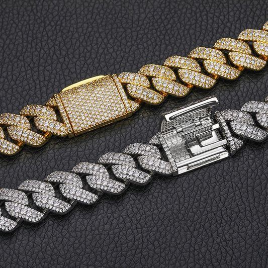 15mm Iced Out Cuban Link Chain Bracelet or Necklace with Cubic Zirconia for Men and Women alternate product image