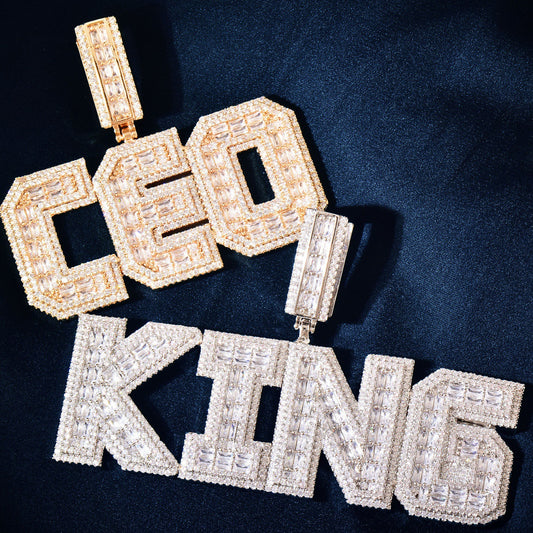 Unisex Iced Out CEO Letter Pendant Necklace