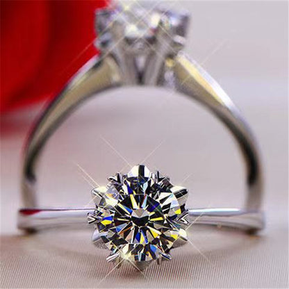 Moissanite Snowflake Flower Ring for Women, PT950 Engagement Ring, Promise Ring, Wedding Ring, Adjustable and Size Options