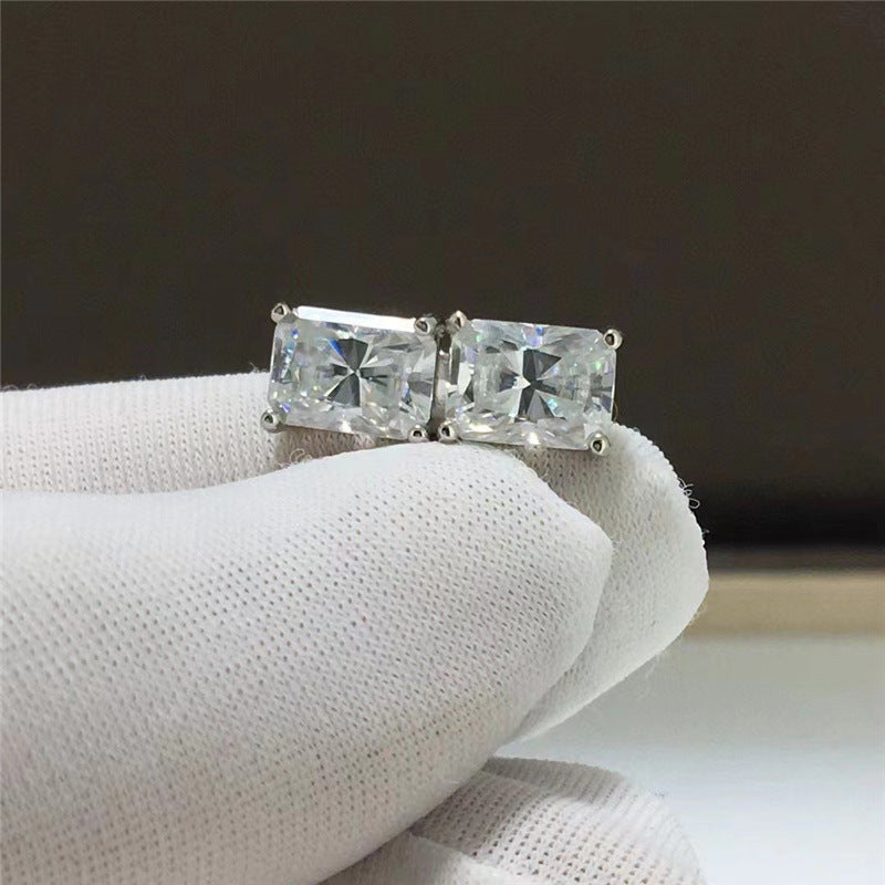 Sparkling Stud Earrings for Women - Radiant, Halo, Bow, Emerald-Cut & Triangle Minimal Earrings product image