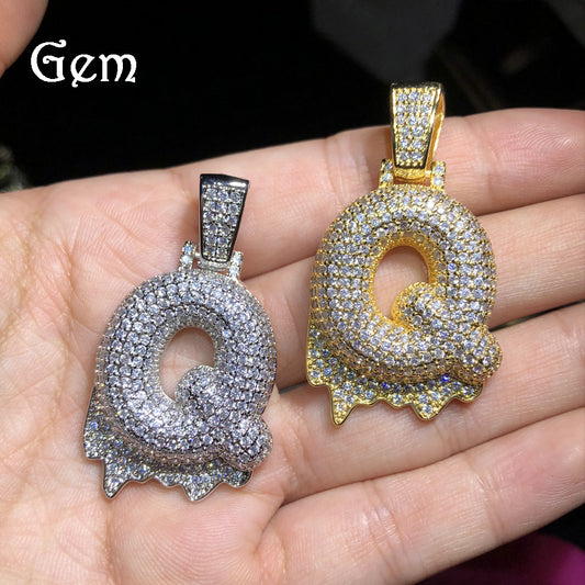 Iced Bubble Letter Pendant Necklace for Women & Men - Gold Plated or Silver Plated A-Z Initial Chain, Hip Hop Statement Jewelry