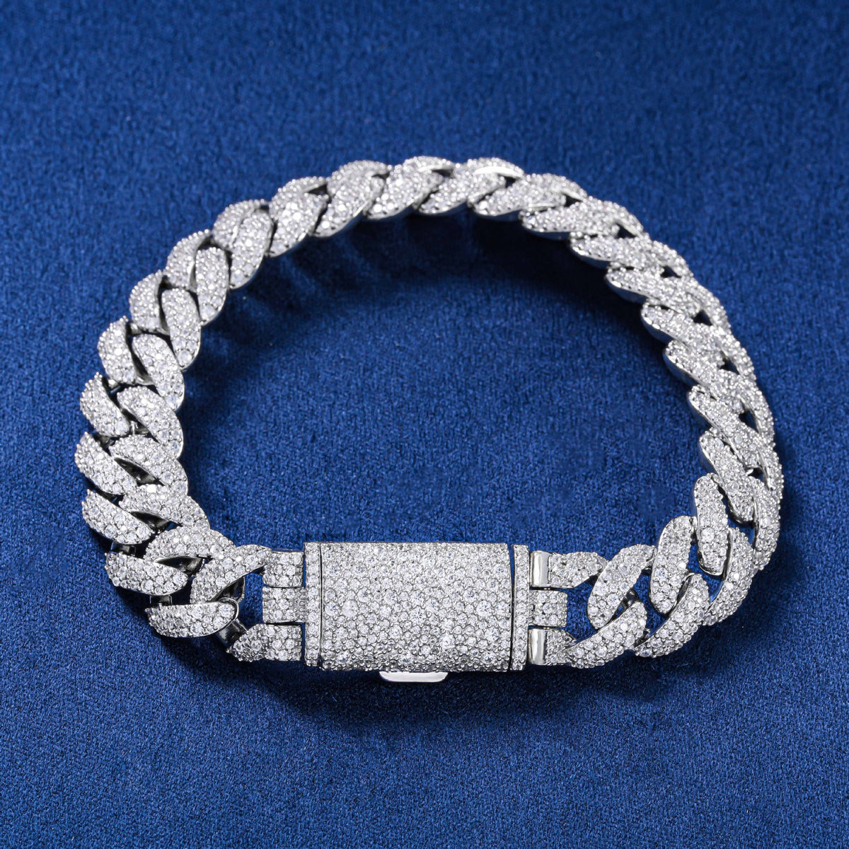 12mm Cuban Link Cubic Zirconia Bracelet, Unisex Hip Hop Chain Bracelet, 7-9 Inch product image