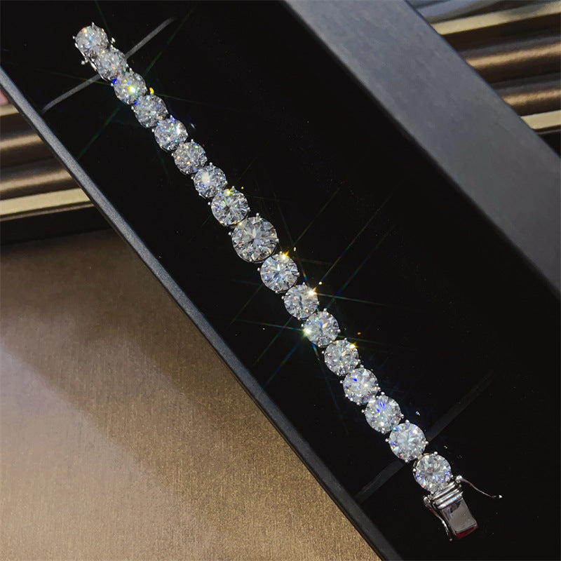 Moissanite Tennis Bracelet for Women, Round Four-Prong Full Stone Bracelet, 15cm 16cm 17cm 18cm product image