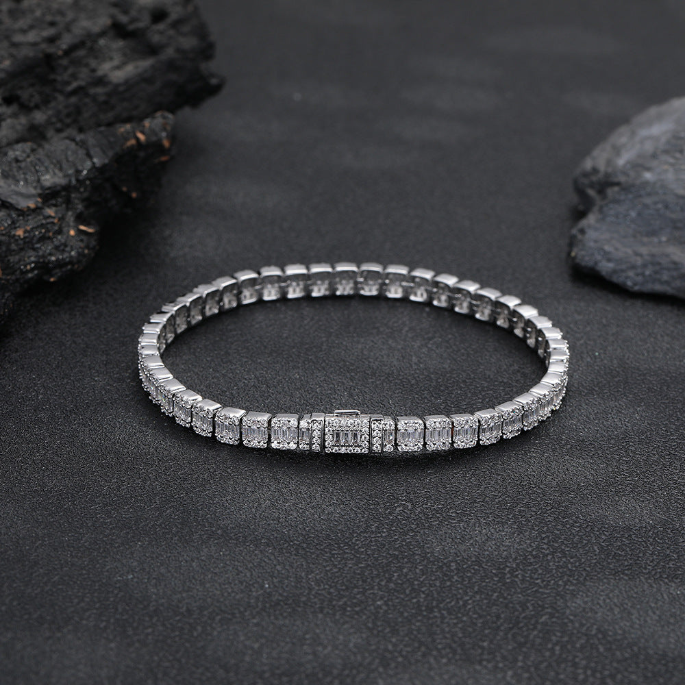 5mm Iced Out Geometric Link Bracelet, Hip Hop Chain Bracelet, Unisex