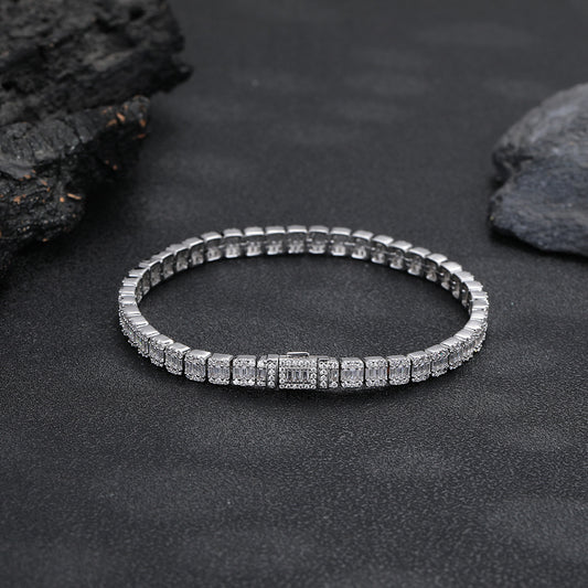 5mm Iced Out Geometric Link Bracelet, Hip Hop Chain Bracelet, Unisex