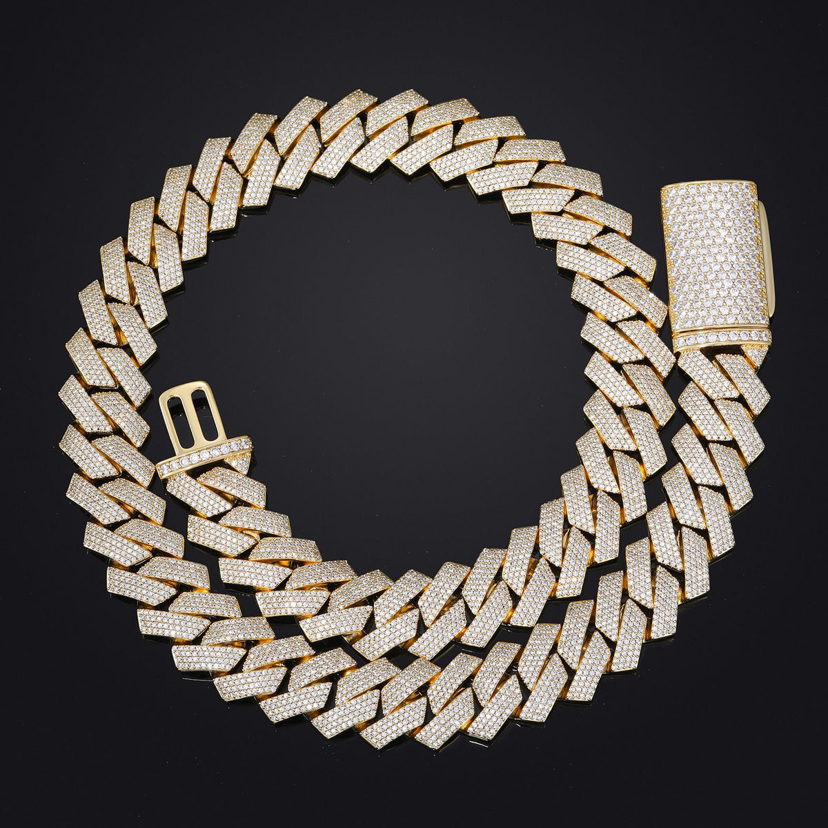 Iced Out Cuban Link Chain Necklace or Bracelet with Cubic Zirconia Diamond Shape Links for Men and Women product image