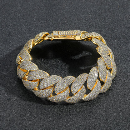 Hip Hop Cuban Link Bubble Copper Bracelet for Men