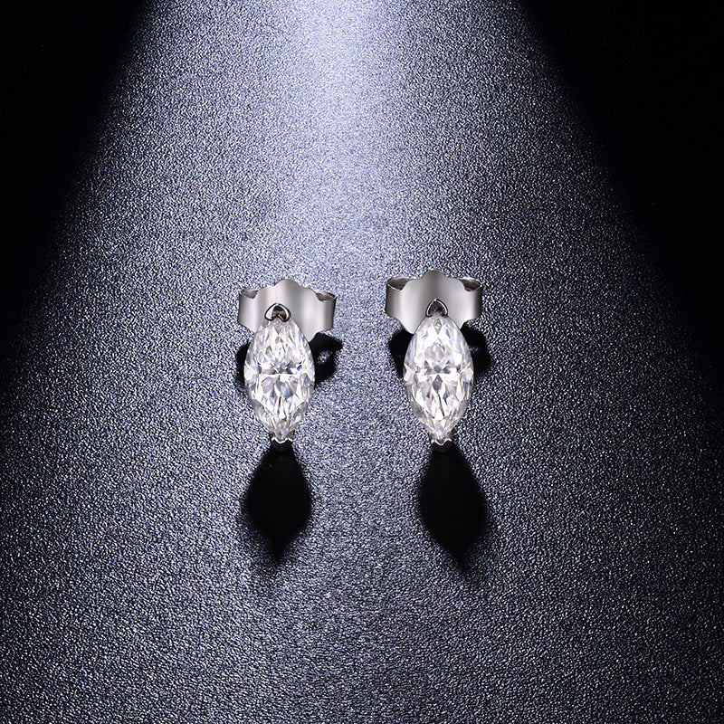 Marquise Moissanite Stud Earrings for Women, 4 x 8 mm, S925, 18K Gold-Plated product image
