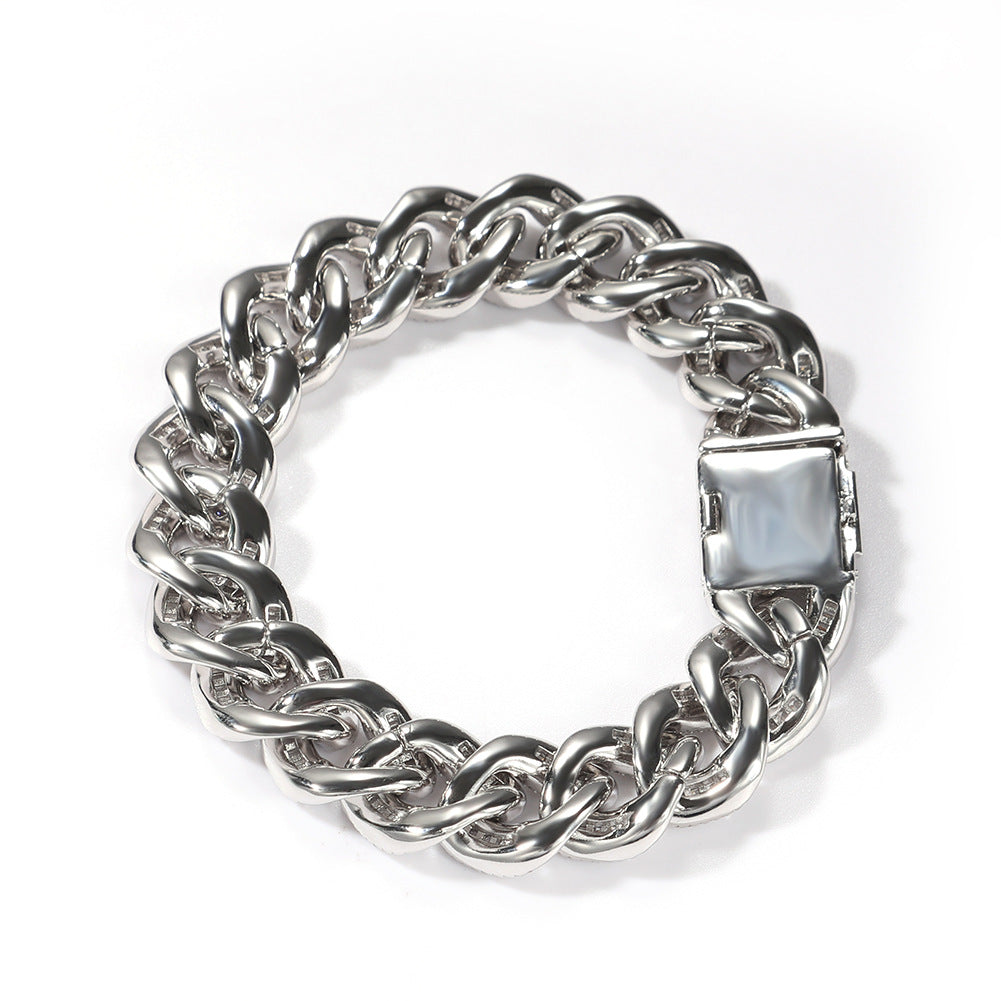 Iced Out Cuban Link Bracelet with Cubic Zirconia – Unisex Statement Chain Bracelet in Gold or Silver, 7 Inch & 8 Inch