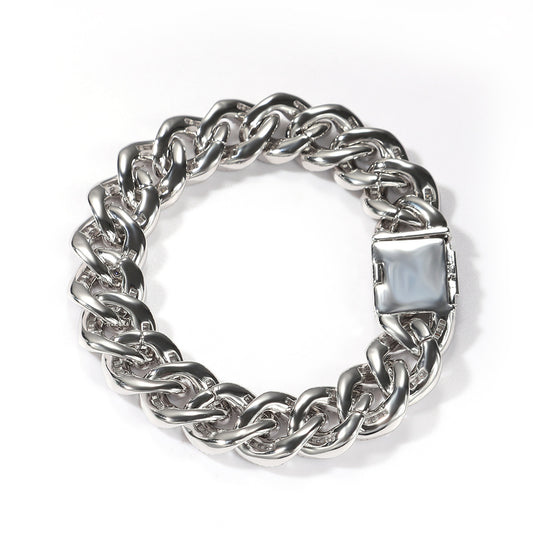 Iced Out Cuban Link Bracelet with Cubic Zirconia – Unisex Statement Chain Bracelet in Gold or Silver, 7 Inch & 8 Inch