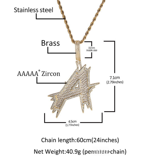 Iced Out Letter R Pendant Necklace for Women – Gold Plated or Silver Plated Cubic Zirconia Initial Chain, 24 Inch Hip Hop Statement Jewelry