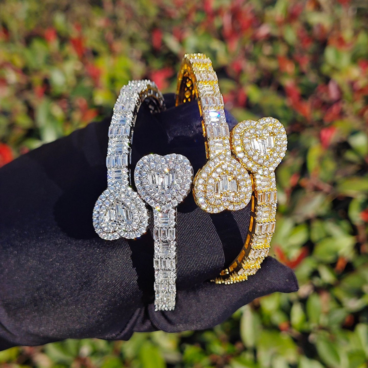 Unisex Iced Out Heart Statement Bracelet