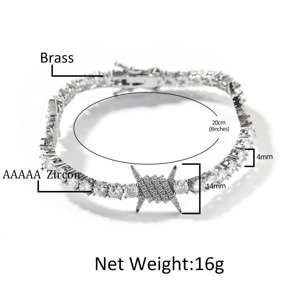Unisex Iced Out Cubic Zirconia Chain Bracelet in Gold or Silver Tone – Hip Hop Statement Link Bracelet 7in/8in