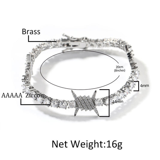 Unisex Iced Out Cubic Zirconia Chain Bracelet in Gold or Silver Tone – Hip Hop Statement Link Bracelet 7in/8in