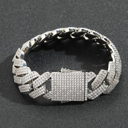 Hip Hop Diamond Shape Cuban Link Cubic Zirconia Bracelet for Men