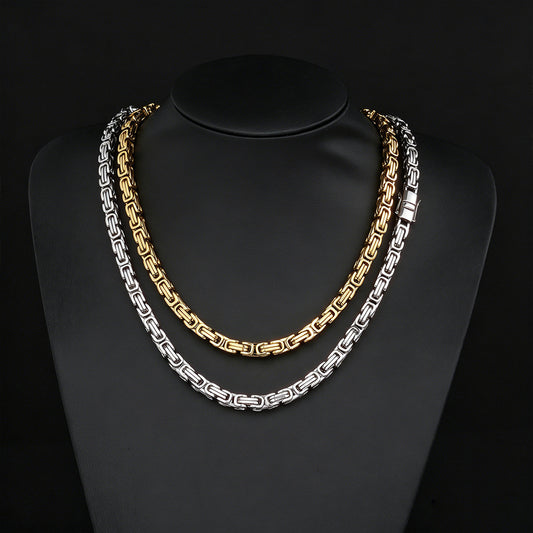 6 mm Polished Byzantine Link Hip Hop Necklace or Bracelet with Stainless steel Base - CHA485 alternate product image