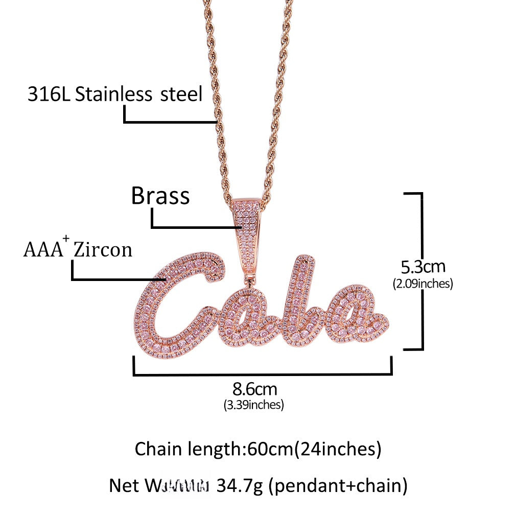 Personalized Bubble Letter Necklace with Cubic Zirconia Pendant for Women - Gold, Silver & Rose Gold Initial or Number Chain