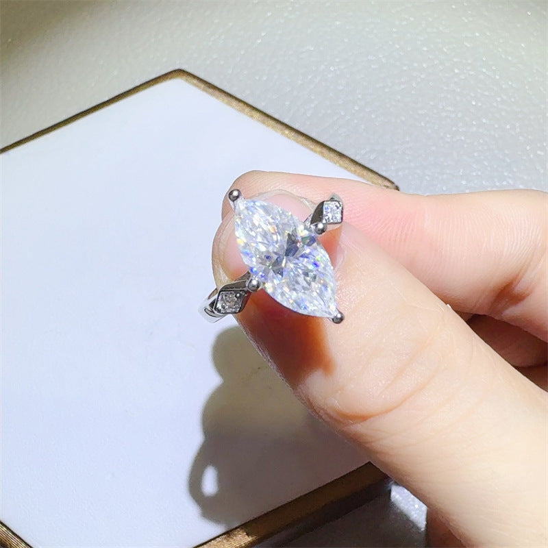Marquise Moissanite Ring for Women, Geometric Solitaire Engagement Style Ring, 2 Carat or 3 Carat product image