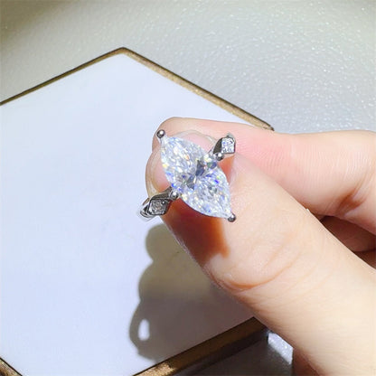 Marquise Moissanite Ring for Women, Geometric Solitaire Engagement Style Ring, 2 Carat or 3 Carat