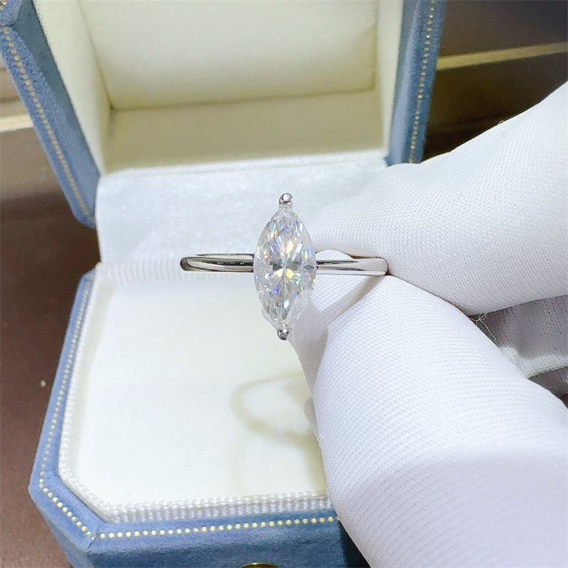 Marquise Cut Moissanite Ring for Women - Purple or White Solitaire Ring, Sizes 9-20 product image