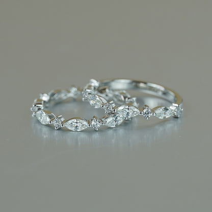 Marquise Moissanite Ring, 925 Silver, 18K Gold Finish