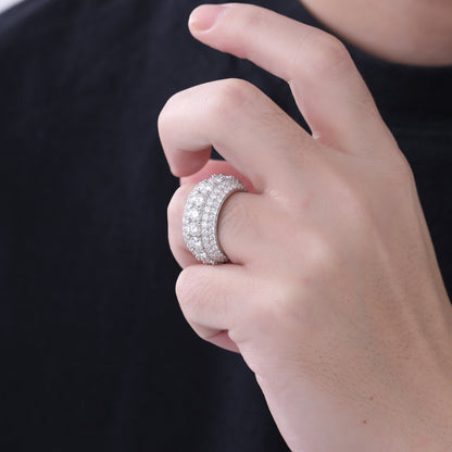 Pavé Cubic Zirconia Wide Band Ring for Men and Women, Unisex Chunky Ring, Two Color Options, Sizes 7-11