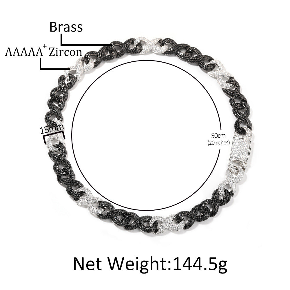 Iced Out Black & Silver Cuban Link Chain Necklace product image