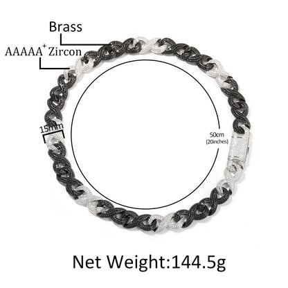 Iced Out Black & Silver Cuban Link Chain Necklace