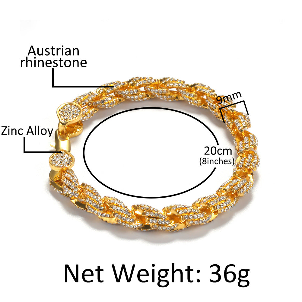 Iced Twisted Chain Bracelet for Women & Men - Gold, Silver, Rose Gold Cubic Zirconia Statement Bracelet product image