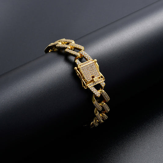 Hip Hop Minimalist Diamond Shape Cuban Link Cubic Zirconia Bracelet for Men