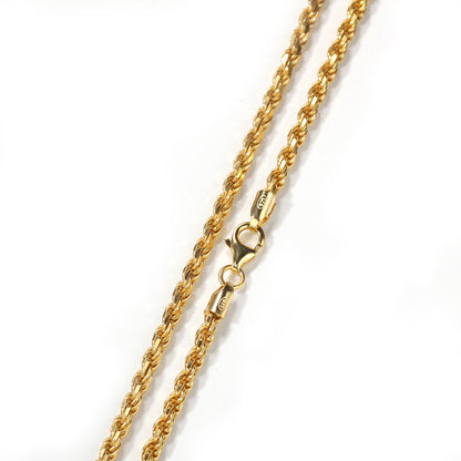 Unisex Twisted Rope Chain Necklace in 925 Sterling Silver, Gold Plated or Silver Plated Hip Hop Pendant Chain