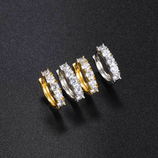 Round CZ Hoop Hip Hop Earrings with Copper Base - EAR012 alternate product image