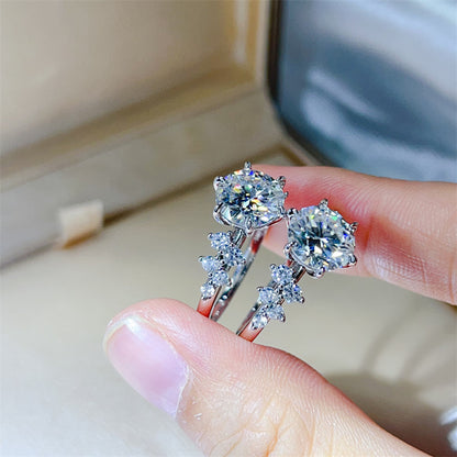 Moissanite Geometric Ring for Women, Elegant Engagement Ring Style, Square-Inspired Dress Ring