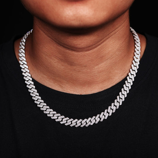 Iced Out Cuban Link Chain Necklace for Men and Women, Geometric Zircon Pendant Chain in Gold or Silver Tone alternate product image