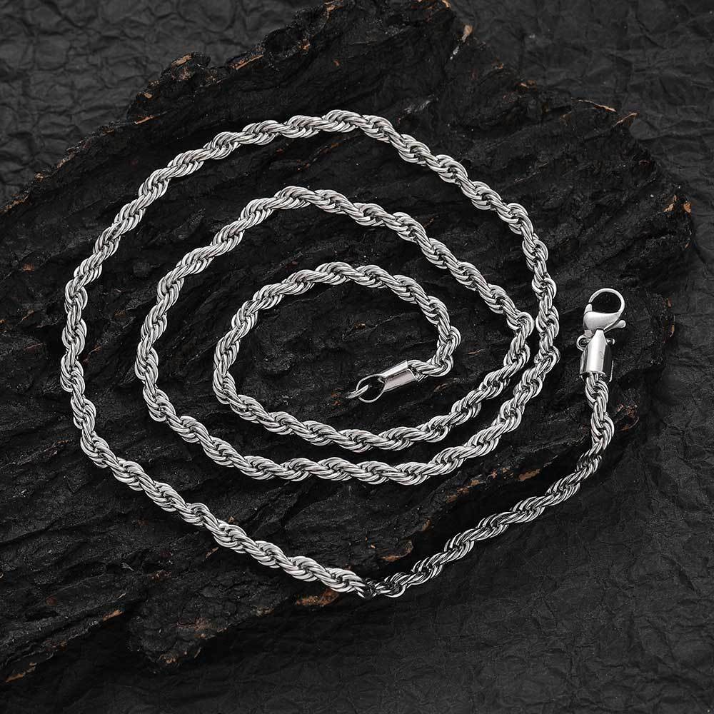 2-10 mm Polished Rope Chain Hip Hop Necklace with Stainless steel Base - CHA094 product image