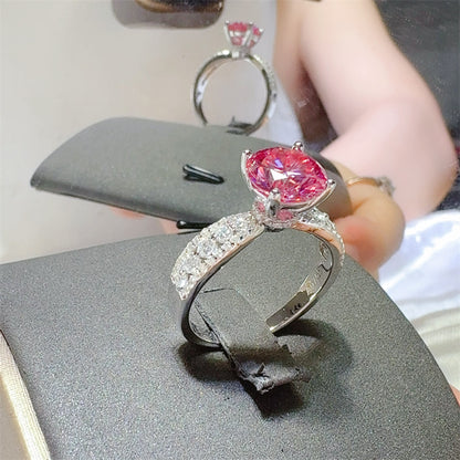 Pink Moissanite Halo Ring for Women, 2 Carat or 3 Carat Engagement Style Ring