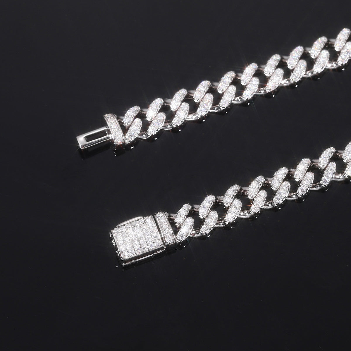925 Silver Moissanite Cuban Link Bracelet for Women and Men, Iced Out Hip Hop Chain Bracelet product image