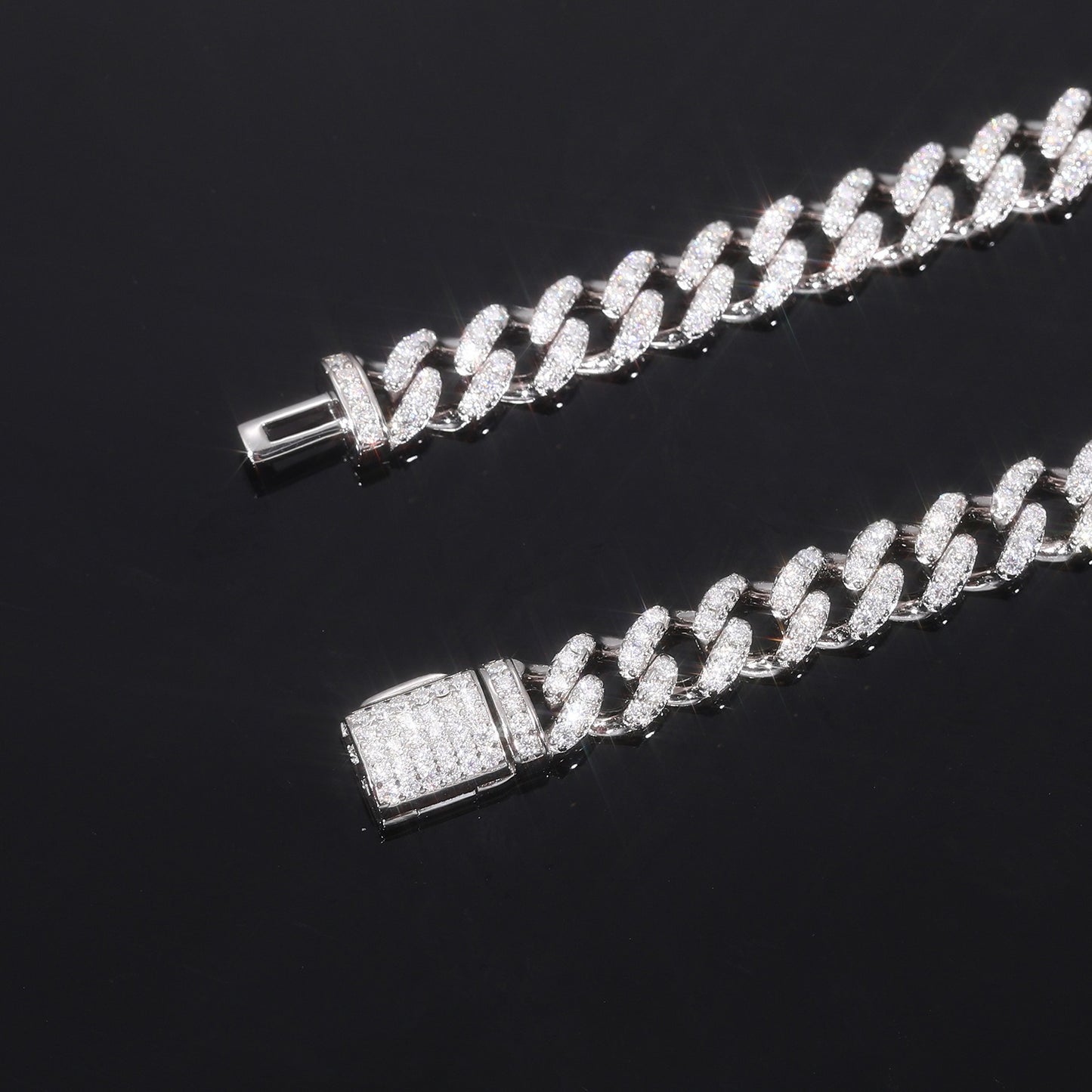 925 Silver Moissanite Cuban Link Bracelet for Women and Men, Iced Out Hip Hop Chain Bracelet product image