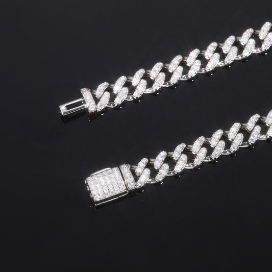 925 Silver Moissanite Cuban Link Bracelet for Women and Men, Iced Out Hip Hop Chain Bracelet alternate product image