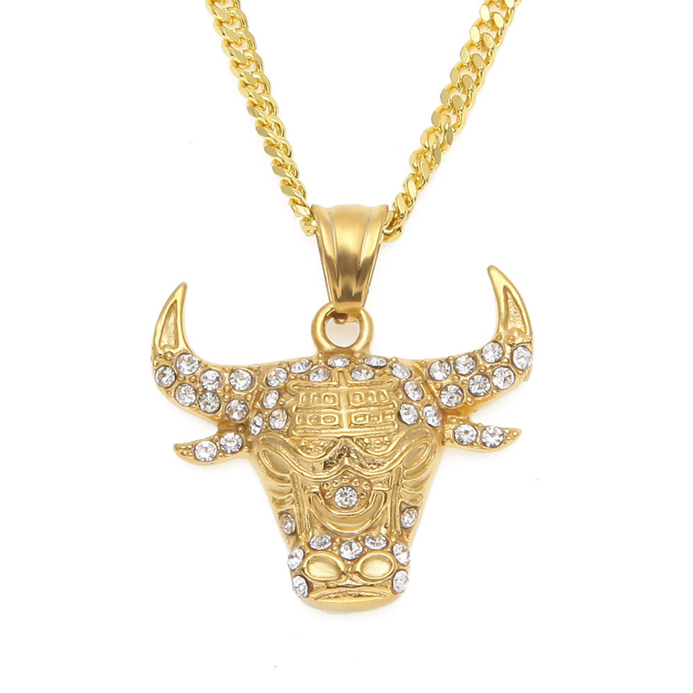 Iced BLING Letter Pendant Necklace for Women, Gold Plated Stainless Steel Hip Hop Chain Necklace