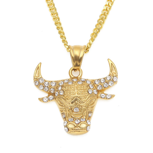Iced BLING Letter Pendant Necklace for Women, Gold Plated Stainless Steel Hip Hop Chain Necklace