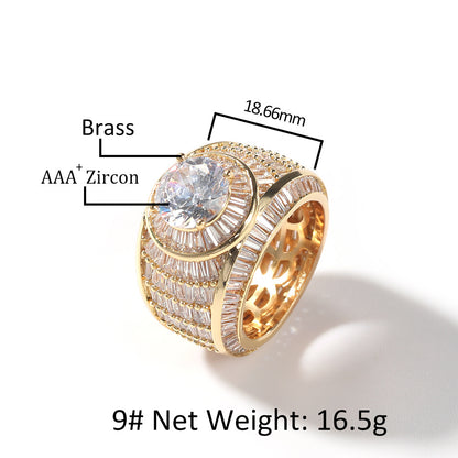 Round CZ statement ring size image showing 18.65mm face width
