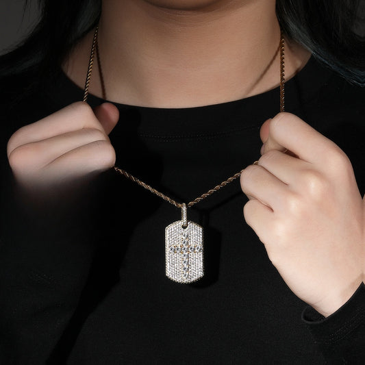 Iced Cross Pendant Necklace with Twisted Rope Chain for Women and Men, Gold Plated or Silver Plated Statement Hip Hop Jewelry
