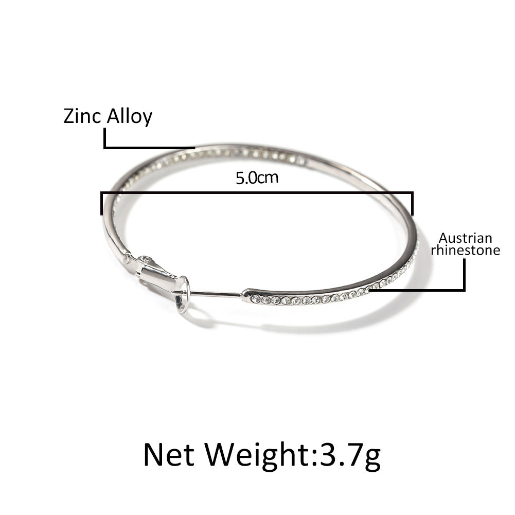 Silvery Micro Pave Hip Hop Safety Pin Bangle Bracelet for Women