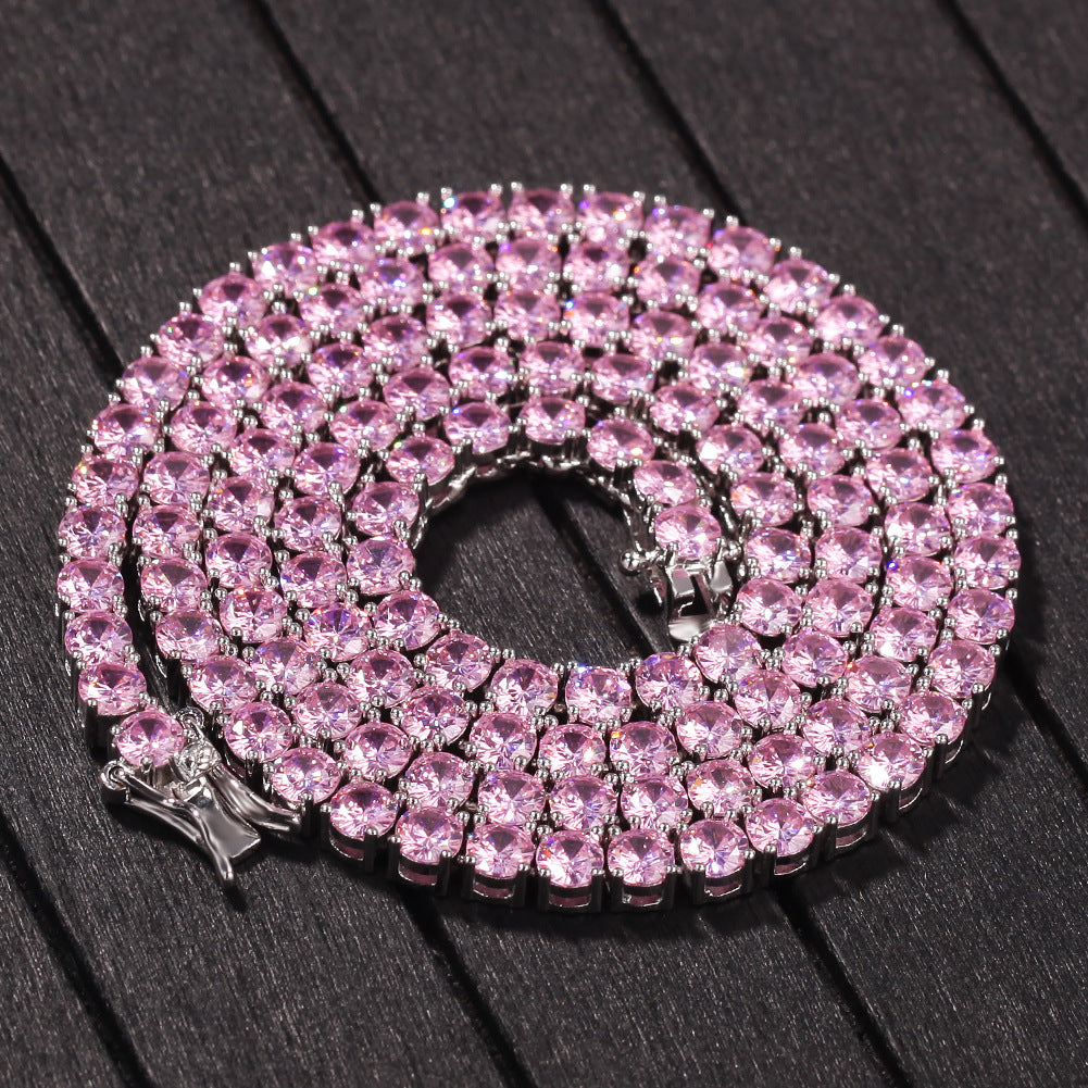 Vintage Pink Cubic Zirconia Cross Pendant Necklace for Women & Men – Gold Plated or Silver Plated Hip Hop Statement Chain