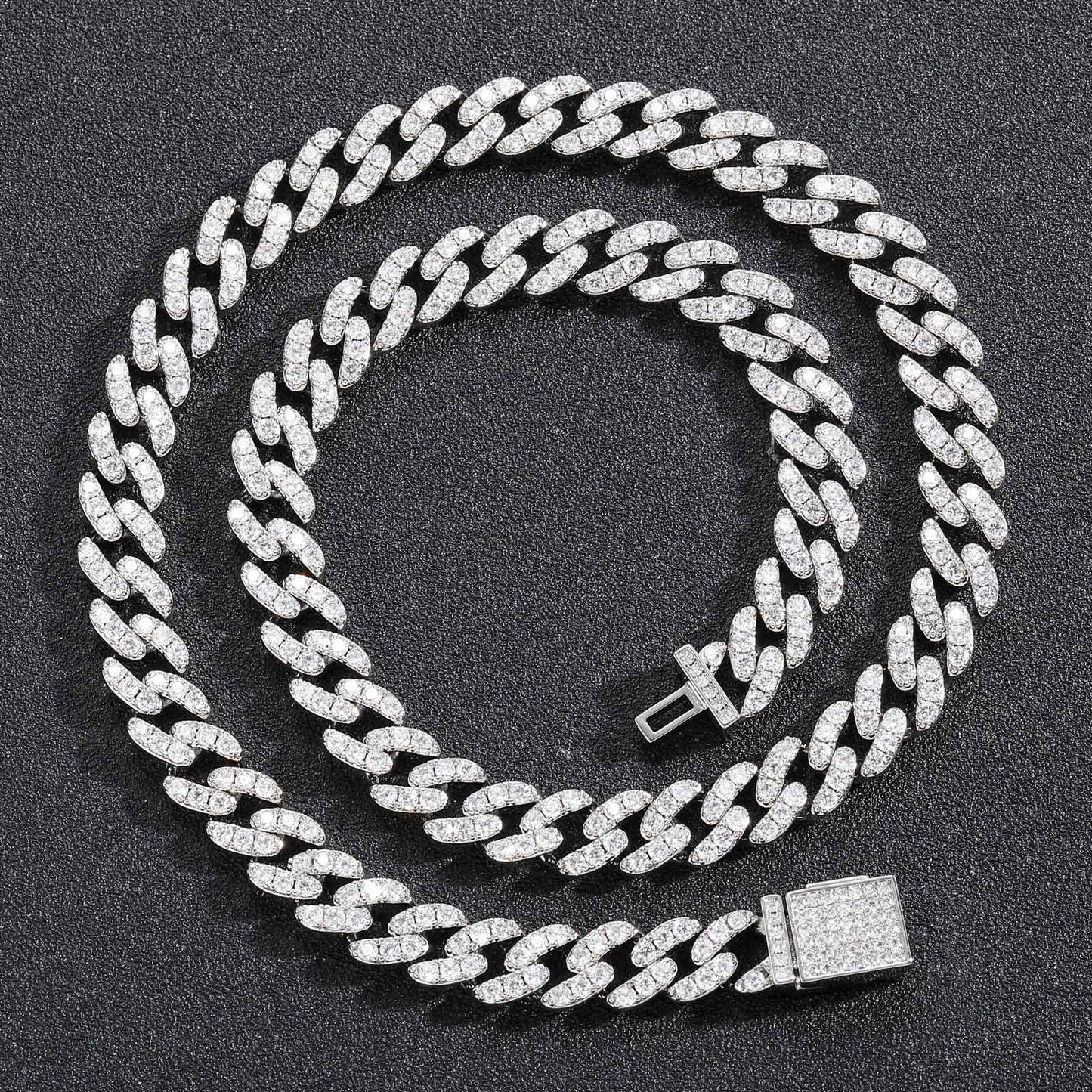 Hip Hop Diamond Shape Cuban Link Cubic Zirconia Necklace for Men