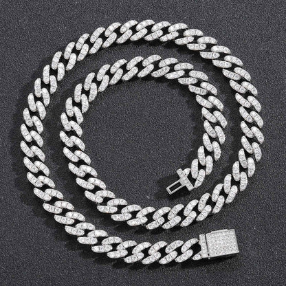 Hip Hop Diamond Shape Cuban Link Cubic Zirconia Necklace for Men