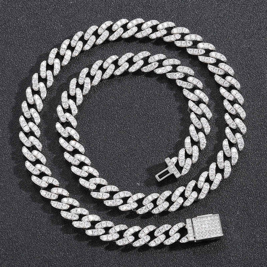 Hip Hop Diamond Shape Cuban Link Cubic Zirconia Necklace for Men