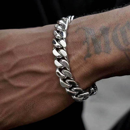 5-15 mm Faceted Polished Cuban Stainless steel Bracelet - CHA053
